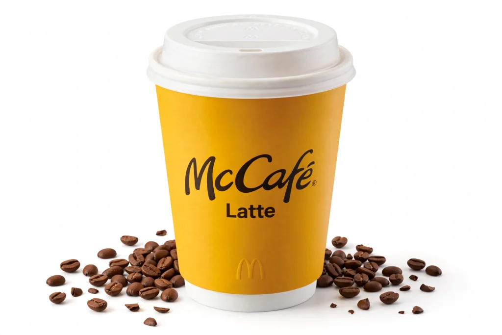 McDonald's latte with coffe beans